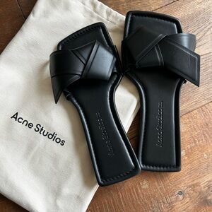 Acne Musubi Black Leather Sandals, Size 39